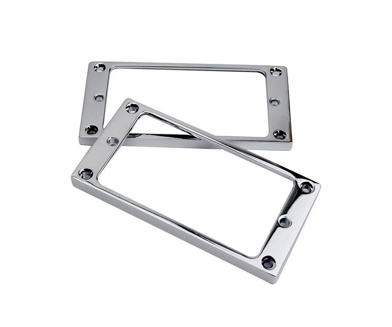 Guyker Flat Metal Humbucker Pickup Mounting Ring Set - Bridge Neck Pickups Cover Frame Replacement Part for Electric Guitar or Precision Bass(2PCS, Chrome) - Image 1